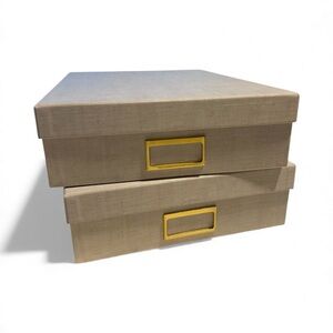 Sugar Paper Gray Storage Box Set with Gold Details